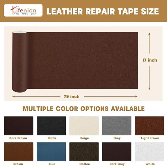 Leather Repair Patch, 17X79 Inch Self Adhesive Leather Repair Tape, Large Vinyl Patch Kit for Couches, Sofa, Furniture, Car Seats, Office Chairs, Cabinets, Handbags（White, 17X79 Inch）