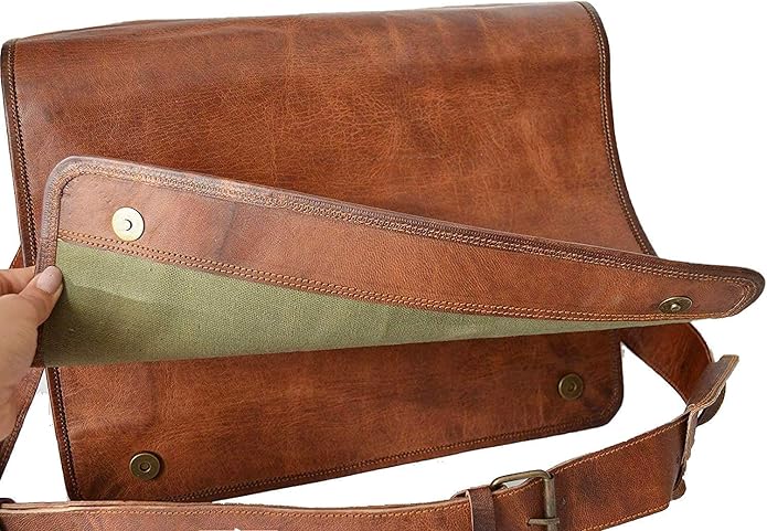Komal's Passion Leather Vintage Mens 16 Inch Leather Laptop Messenger Pro Satchel Men's Bag