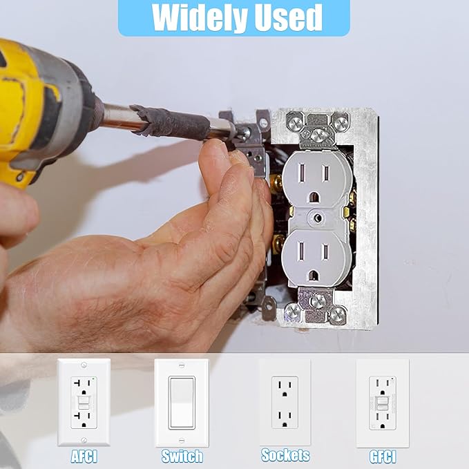 10 Pcs Outlet Spacers, Metal Wall Plate Spacer for Electrical Outlets, Flush Fit Device Leveling Plate for Receptacle Repair, Outlet-Extender Shims for Fixing Protruding Switches & Gaps