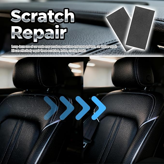 2PCS 8×4 Inch PU Leather Patch for Car Seat Repair,Self-Adhesive Leather Repair Patch Tape Vinyl Repairs Kit,Portable Car Leathers Repairs Kit for Cars Upholstery Seat,Furniture