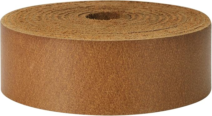 Ringsun 1 Inch Wide Flat Leather Straps for Crafts, Full Grain Leather Strips Cord String for Crafts, Tooling (2mm Thick 72.5 Inches Long Bourbon Brown)