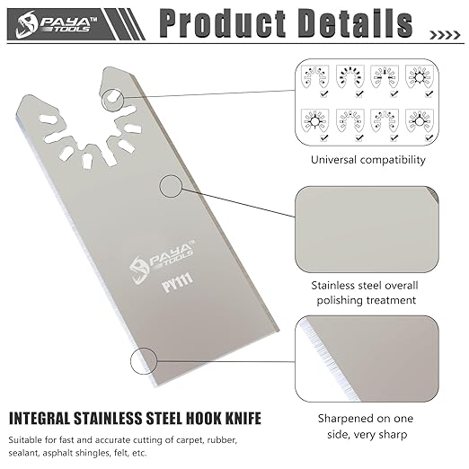 Rectangular Flush Universal Oscillating Caulking Cutter, Multitool Scraper Blades for Caulk Adhesive Sealant Removal (10-Pack)