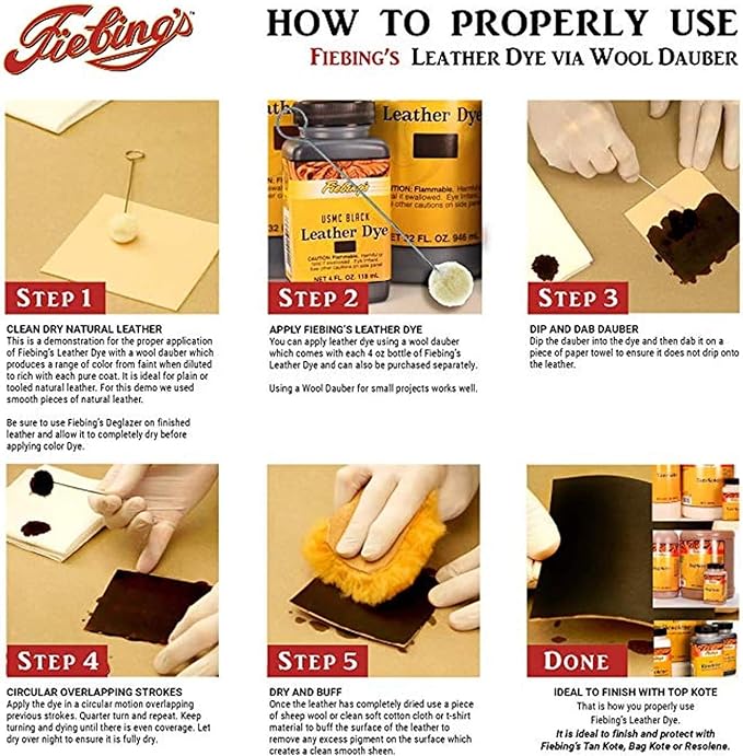 Fiebing's Leather Dye (4 Fl Oz, Mahogany) - Alcohol-Based, Penetrating, Permanent Dye for Shoes, Boots, Belts, Bags, Furniture - Includes Wool Dauber Applicator - Recolor & Restore Leathercraft