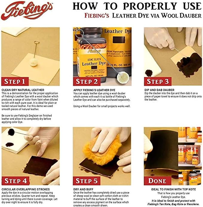 Fiebing's Leather Dye (4 Fl Oz, Mahogany) - Alcohol-Based, Penetrating, Permanent Dye for Shoes, Boots, Belts, Bags, Furniture - Includes Wool Dauber Applicator - Recolor & Restore Leathercraft
