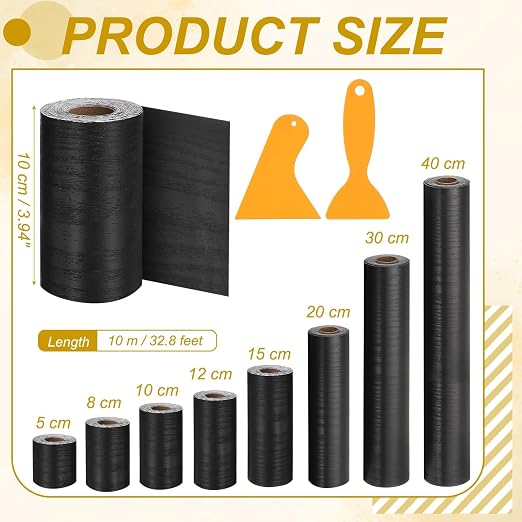 PATIKIL Wood Grain Repair Tape, 4" x 33' Self Adhesive Realistic Wood Tape with Scraper Durable Repair Patch for Furniture Floor Window Door Table DIY Home Decor, Black Wood Grain