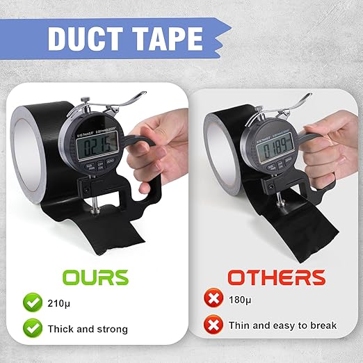3 Pack Black Duct Tape 1.89In × 132Yd Total Heavy Duty Waterproof Tape, 8.26Mil Adhesive Repair Duct Tape for Indoor Outdoor Repair Fixation Reinforcement