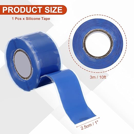 uxcell Self Fusing Silicone Tape, 1" x 10ft Waterproof Water Leak Sealing Tape for Plumbing Pipe Hose Repair Handles, Blue