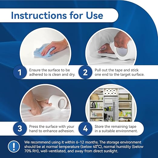 Vapor Barrier Tape with Release Liner, 9 Mil Easy-to-Use Polyethylene Moisture Vapor Barrier Seam Tape for Crawl Space, Repairs, Underlayment, Waterproof, 3.6" x 180', 2 Rolls, White