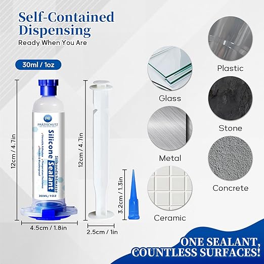 RTV Silicone Adhesive Sealant - High Temperature & Waterproof Caulking for Home, Auto, & Crafts - Creates Flexible, Long-Lasting Seal on Kitchen, Bathroom, Shower, Window (White, 30ml/1oz)