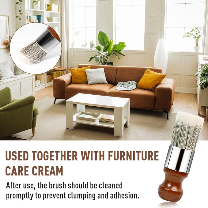 Horse Hair Brush for Leather and Furniture Salve - Durable Wax Brushing Tool with Comfortable Handle for Home Leather Cleaning