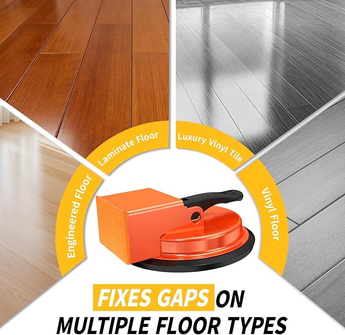 Floor Gap Fixer Tool, Upgraded Heavy Duty Laminate Floor Suction Cup Gap Repair Tool, Over 152 Pounds Load Capacity, Flooring Gap Tool for Vinyl & Wood Floor Repair, Orange, Model 5D