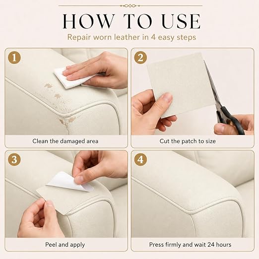 Self Adhesive Leather Repair Patch 24x54 Inch Sofa Car Seat Strong Adhesive | YAWQIRV Strong Self Adhesive Patch, Leather Repair Kit and Vinyl Repair Kit for Sofa, Waterproof, Scratch Fix, Durable, Beige
