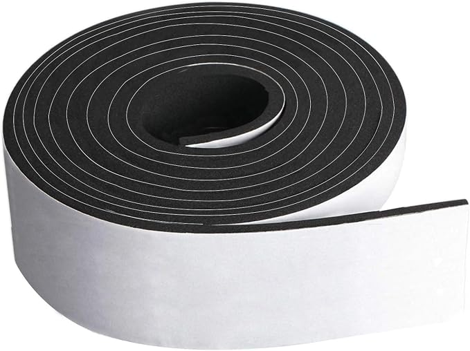 Neoprene Foam Strip Roll By Dualplex,3" Wide x 10' Long 1/8" Thick, Weather Seal High Density Stripping with Adhesive Backing – Weather Strip Roll Insulation Foam Strips