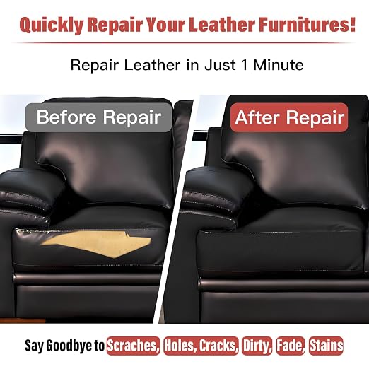 GEYYANG Leather Repair Patch, 16X79 inch Self Adhesive Leather Patches, Large Leather Repair Tape for Couches, Furniture, Car Seats, Cabinets, Wall, Handbags(Black - Fine Grained)