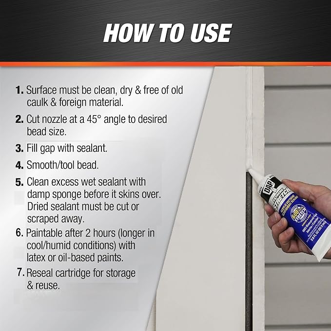 DAP Extreme Stretch Acrylic Urethane Premium Elastomeric Sealant, White, 2.8 oz (7079800958)