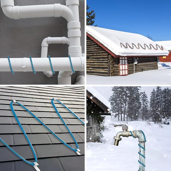 YAMIAOMAO Heat Tape for Water Pipes,12 Ft Blue Self-Regulating Heat Tape,-40°F Deicing Heat Tape,Prevent Water Pipes from Freezing,Heat Tape Water Pipes Suitable For Outdoor Water Tanks Of House