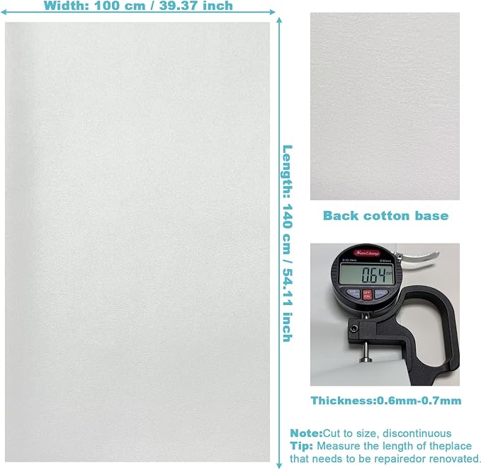 White Smooth Faux Leather Fabric 39"x54" - Waterproof Solid Color Vinyl Upholstery Sheet for Furniture Restoration & Handbag DIY Projects