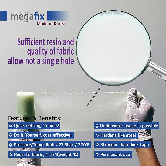 Pipe Repair KIT, Fiberglass Wrap, Water Leak, Plumbing, Underwater OK, Emergency, Self DIY, Permanent (Patch Type, 4in x 15ft)