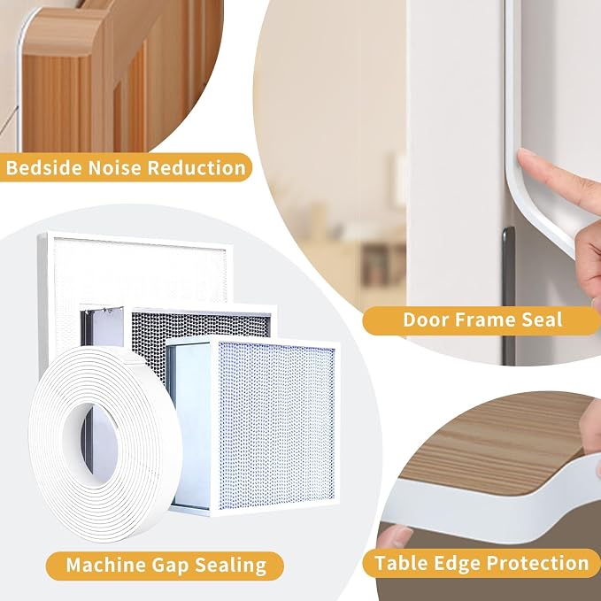 16.4 Feet Foam Weather Stripping Tape,2 Inch W x 1/4 Inch T,High Density Insulation Tape,Self-Adhesive Seal Strip for Doors & Windows-Draft Blocker,Soundproofing,Waterproof,White