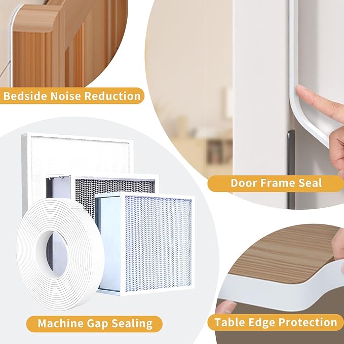 1/2 Inch Wide 1/17 Inch Thick White Window Sealing Tape,Weather Stripping Door Seal,Foam Insulation Tape,Single-Sided Self-Adhesive Foam Strips,33 Feet Long