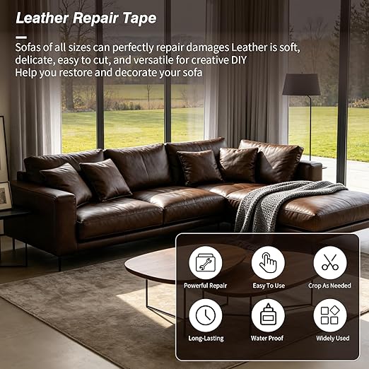 BSZHTECH Leather Repair Tape Self-Adhesive Leather Repair Patch for Couch Furniture Sofas Car Seats Advanced PU Vinyl Leather Repair Kit(Dark Coffee, 3.9 X 79 inch)