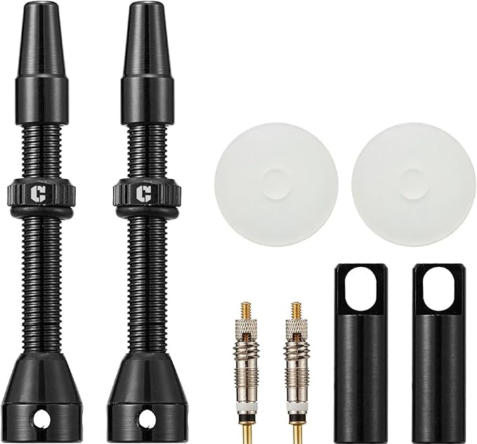 Corki Cycles Tubeless Presta Valve Stem 40 44 55 60 80 100mm with 2PCS Valve Core and 2PCS Remover Tool (Black Red Gold Rainbow)