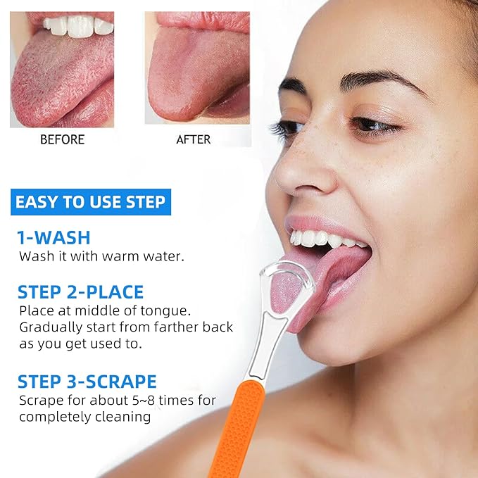 Stainless Steel Tongue Scraper for Adults, Double-Layer Tongue Cleaner for Bad Breath, Silicone Handle, Wide-Head Design, Dental Kit Oral Care Tools, Scrappers Tool (1 PCS)