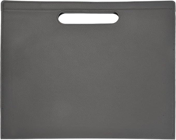 PATIKIL Leather Folder, 13.3x12.6 Magnetic Leather Document Holder File Folder PU Pouch Bag Portfolio File Organizer Handbag Personal Envelope Waterproof for Traveling Men Gift, Gray