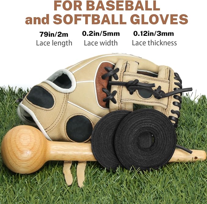 Softball Baseball Glove Lace, Mitt Lace Repair Kit Includes 2 Leather Laces and Lacing Needle for Catcher's Glove