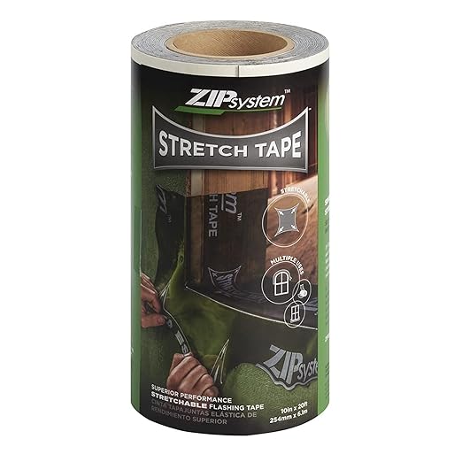 ZIP System Stretch Tape - Flexible Adhesive Flashing - Advanced Acrylic Adhesion - for Sealing Around Curves, Corners, Windows & Doors - Professional-Grade - Weather Protection - 10" x 20' Roll