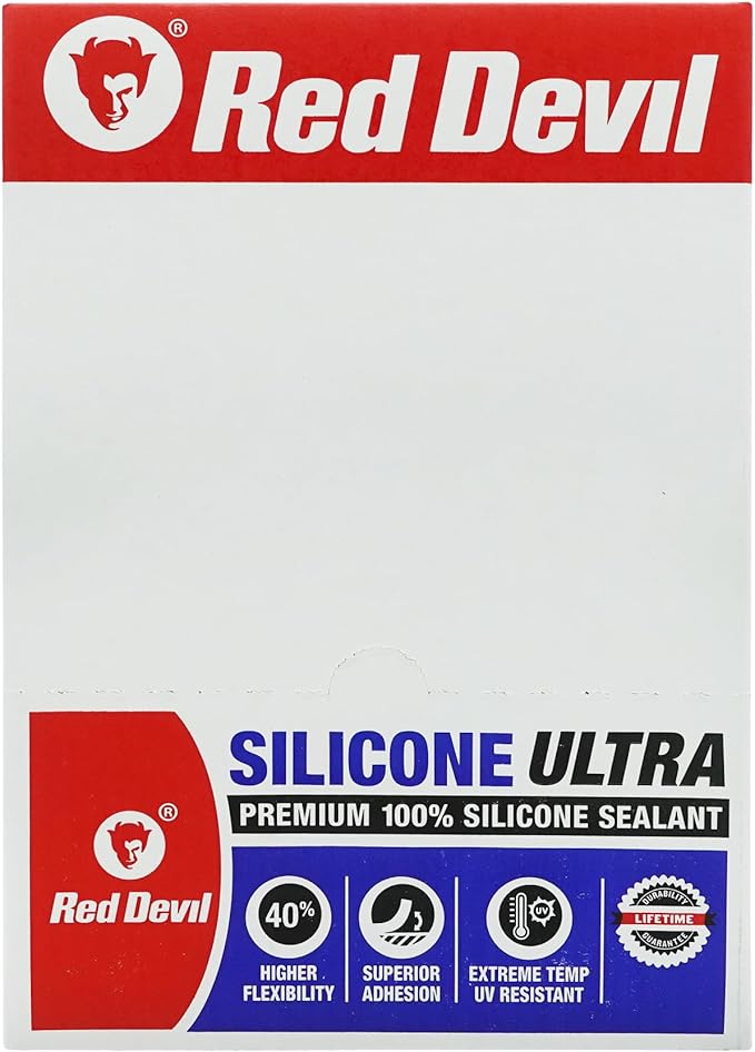 Red Devil 078060 Silicone Ultra 100% RTV Silicone Sealant, 10.1 oz., Black, 12 Pack
