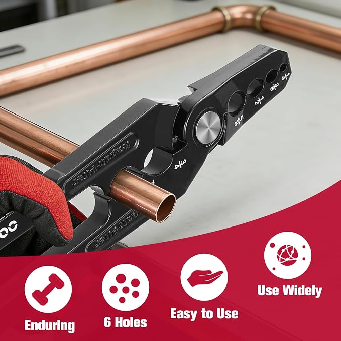 Copper Tubing Repair Tool, Copper Pipe Rounder with 6 Hole 1/4, 3/8, 1/2, 5/8, 3/4, 7/8 Inch, HVAC Refrigerant Pipe Repairer for Copper Aluminum Pipe
