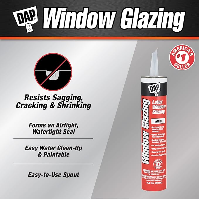 DAP Latex Window Glazing, White, 10.1 Oz (7079812108)