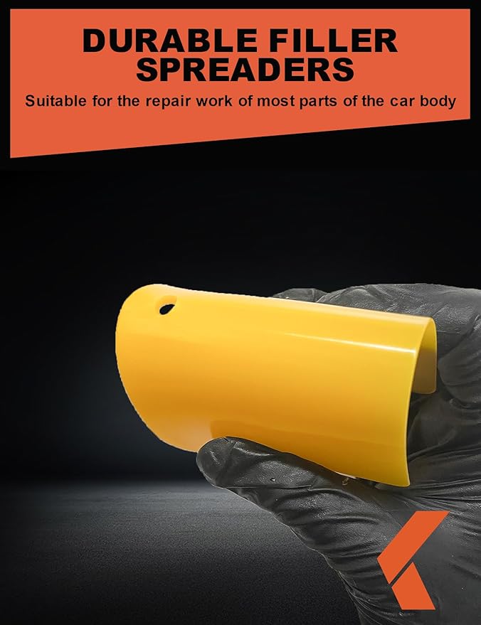 KREFINISH Body Filler Spreaders (Pack of 100) - 4" Yellow Reusable Plastic Spreader for Automotive Fillers, Putties, Glazes, Caulks and Paint