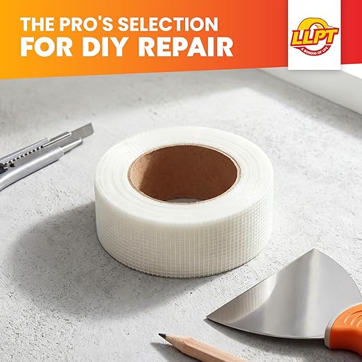 LLPT Drywall Repair Fiberglass Tape 6” x 100 Feet Industrial Grade Extra Strength Fiber Mesh Heavy Duty Self Adhesive for Seam Patch Wall Crack Seam Repair Color White (DRF610)