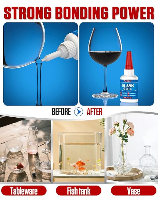 Glass Glue, 35g Ultra Strong Clear, Waterproof & Fast, Curing Adhesive for Glass Repair, Mirror, Crystal, Jewelry, and More