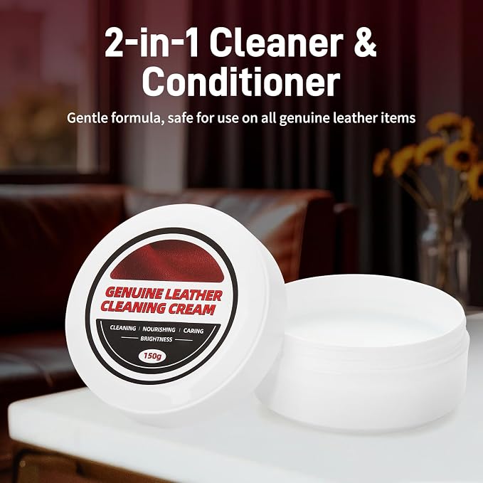 Leather Cleaner Cream & Repair Cream， Leather Cleaner and Conditioner for Car Seats and Interiors -Use on Repair Conditioning Salve for Furniture,Couches,Car Interiors,Shoes,Purse Bags (150g)