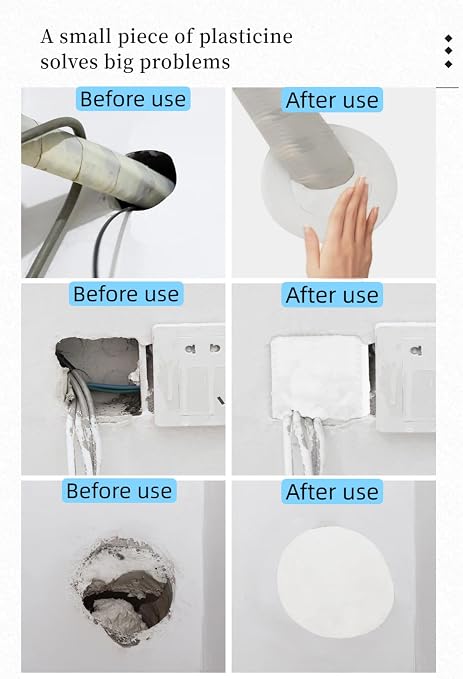 Waterproof Sealant Mastic for Drains & Pipes, Strong Adhesive Repair Sealing Clay for Leaks, Quick Wall Mending Mud Filler for Holes, Cracks, Gaps – Indoor & Outdoor Use (3 PCS)