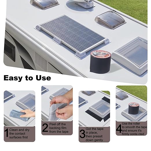Butyl Sealant Waterproof Tape Black, 6 Inch X 33 Foot RV Roof Repair Tape, UV & Weatherproof Roof Seal Tape for RV Camper Trailer Boat Window Sealing Leak Repair