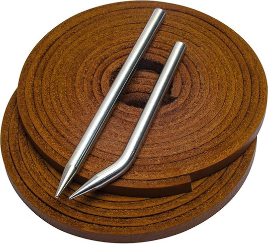 Softball Baseball Glove Lace, Mitt Lace Repair Kit Includes 2 Leather Laces and Lacing Needle for Catcher's Glove
