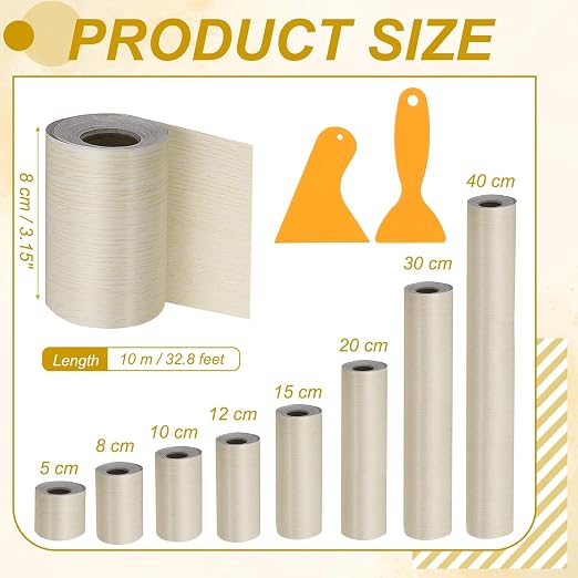 PATIKIL Wood Grain Repair Tape, 3" x 33' Self Adhesive Realistic Wood Tape with Scraper Durable Repair Patch for Furniture Floor Window Door Table DIY Home Decor, White Oak