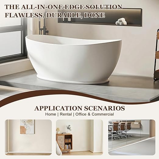Flexible Quarter Round Molding (10 Ft / 120 Inch) - Waterproof Self-Adhesive Silicone Trim for Floor Gaps & Bathtubs, Easy No-Tool Installation, Paint-Free Gap Cover