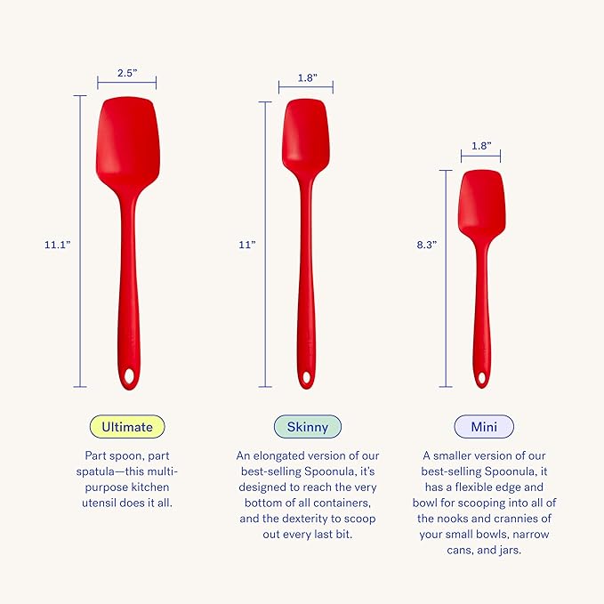 GIR: Get It Right Premium Seamless Spoonula - Non-Stick Heat Resistant Silicone Scraper Spatula - Perfect for Mixing, Serving, Scraping, Stirring, and More - Ultimate - 11 IN, Red