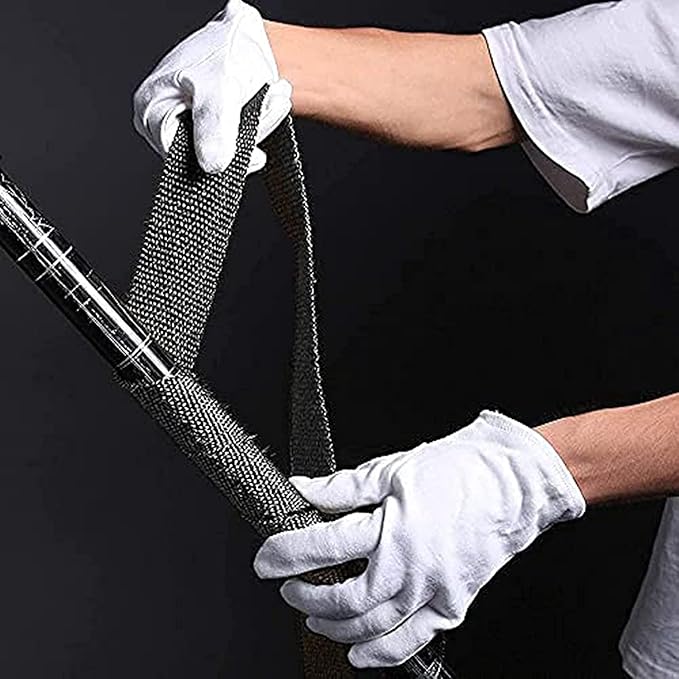Deecam Exhaust Heat Wrap, 2 Roll 2'' x 50' Exhaust Header Wrap, Black Fireglass Heat Tape for Motorcycle Manifold Pipe Heat Shield with 24 Stainless Steel Ties