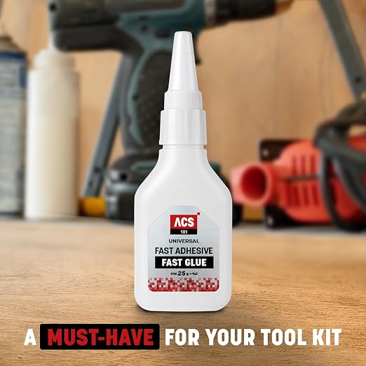ACS Universal Thin Glue 1oz (25g) - Ultra-Fast Drying Fast Glue Gel for Wood, Leather, Rubber, Plastic & More - Precision Low Viscosity Adhesive