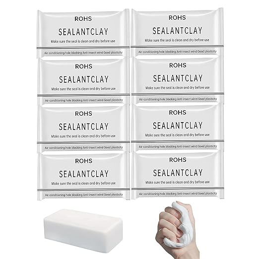 8-Pack 240 Grams in Total White Seal Putty Waterproof Duct Seal Repair Sealing Clay, Quick Mending Mud for Drain Connection,Air Conditioning Hole, Wall Hole
