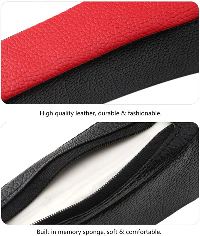 Tumecos Car Seat Gap Filler Pad PU Leather Console Side Pocket Organizer with One Cup Holder for Cellphone Wallet Coin Key 2 Pcs (Black+Beige Surface)
