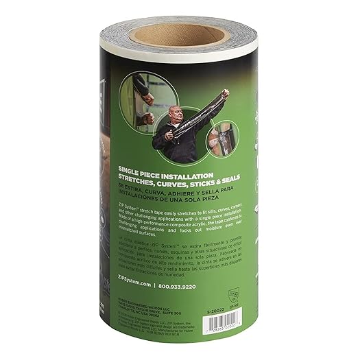 ZIP System Stretch Tape - Flexible Adhesive Flashing - Advanced Acrylic Adhesion - for Sealing Around Curves, Corners, Windows & Doors - Professional-Grade - Weather Protection - 10" x 20' Roll