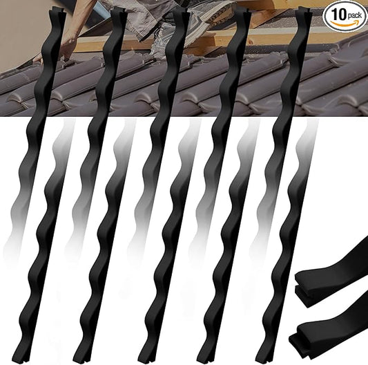 10 Pcs 3ft Long Wavy Foam Closure Strips for Metal Roofing Corrugated Panel Roofs Sealing Gaps at Ridges Edges Wave Seams Weatherproof Absorbing Black Strips for Roof Maintenance Repair Protection