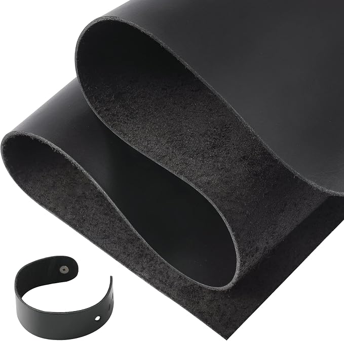 RingSun Genuine Leather Sheets for Leather Craft (2mm), Full Grain Leather for Tooling Craft Sewing(12''X12'', Black)